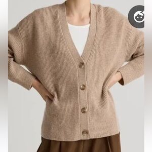 Quince Beige Button-Up Cardigan
